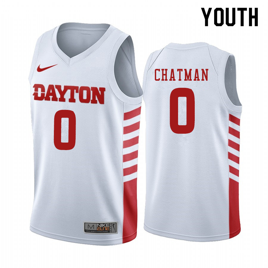 Youth #0 Rodney Chatman Dayton Flyers College Basketball Jerseys Sale-White